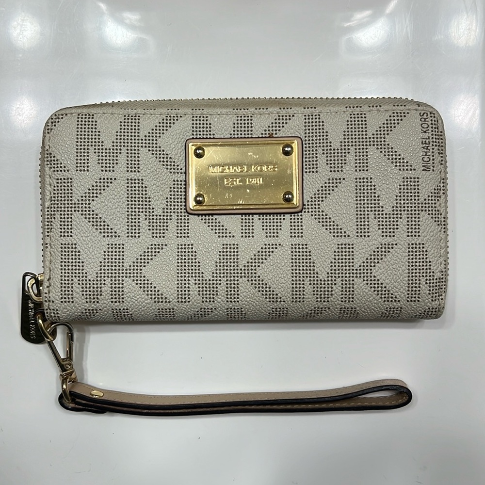 Michael Kors White MK Logo Wallet